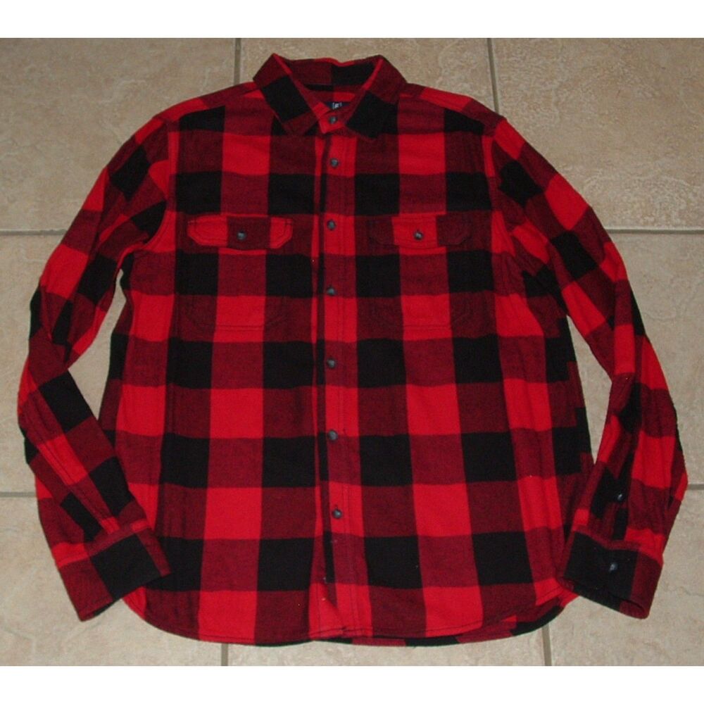 Mens Sz Medium (38-40) Buffalo Plaid Button Up Soft Flannel Long Sleeve Shirt